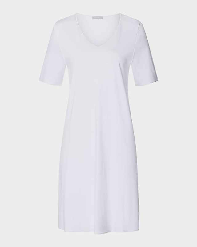 Silk-Trim Mercerized Cotton Nightgown